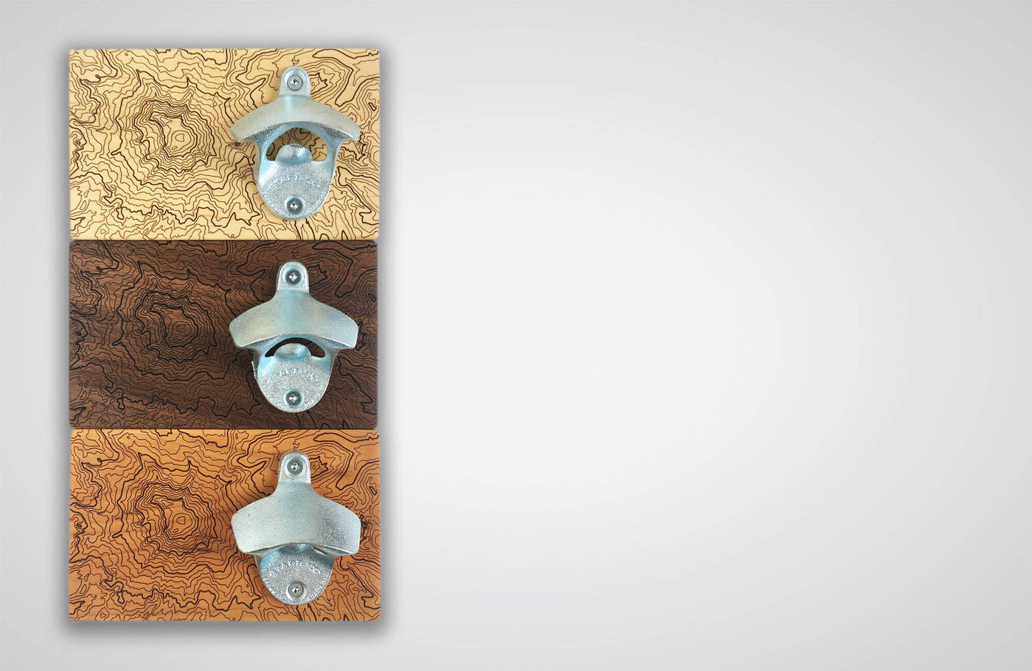 Mt Rainier Topography Bottle Opener - Maple Wood