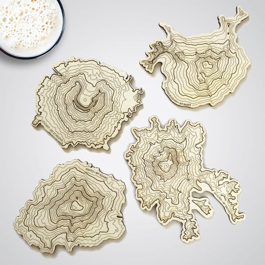 Washington Volcanoes Topography Coasters - Set of 4