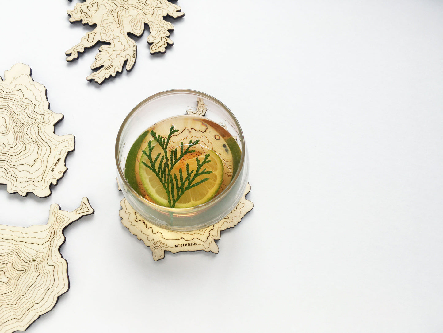 Washington Volcanoes Topography Coasters - Set of 4