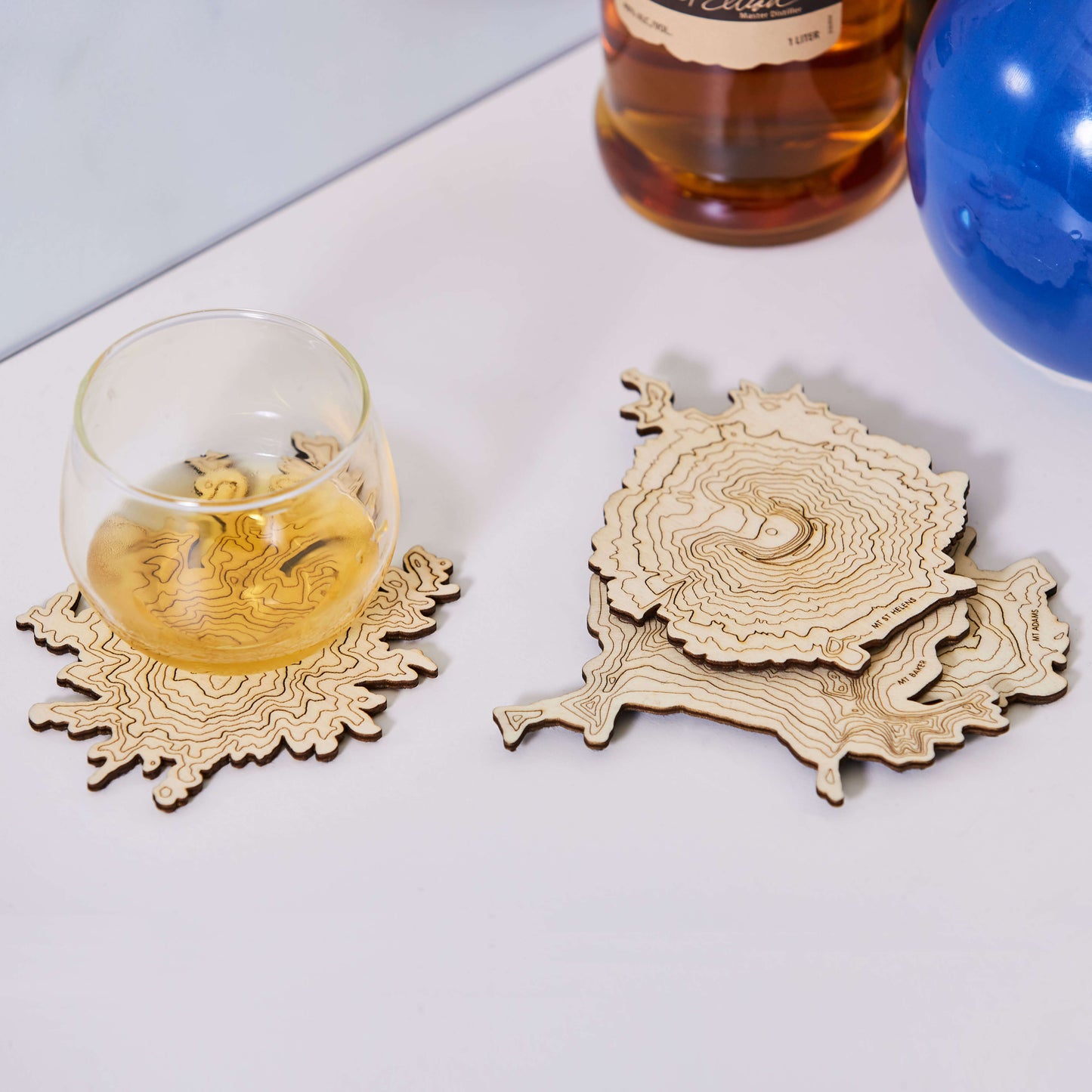 Washington Volcanoes Topography Coasters - Set of 4