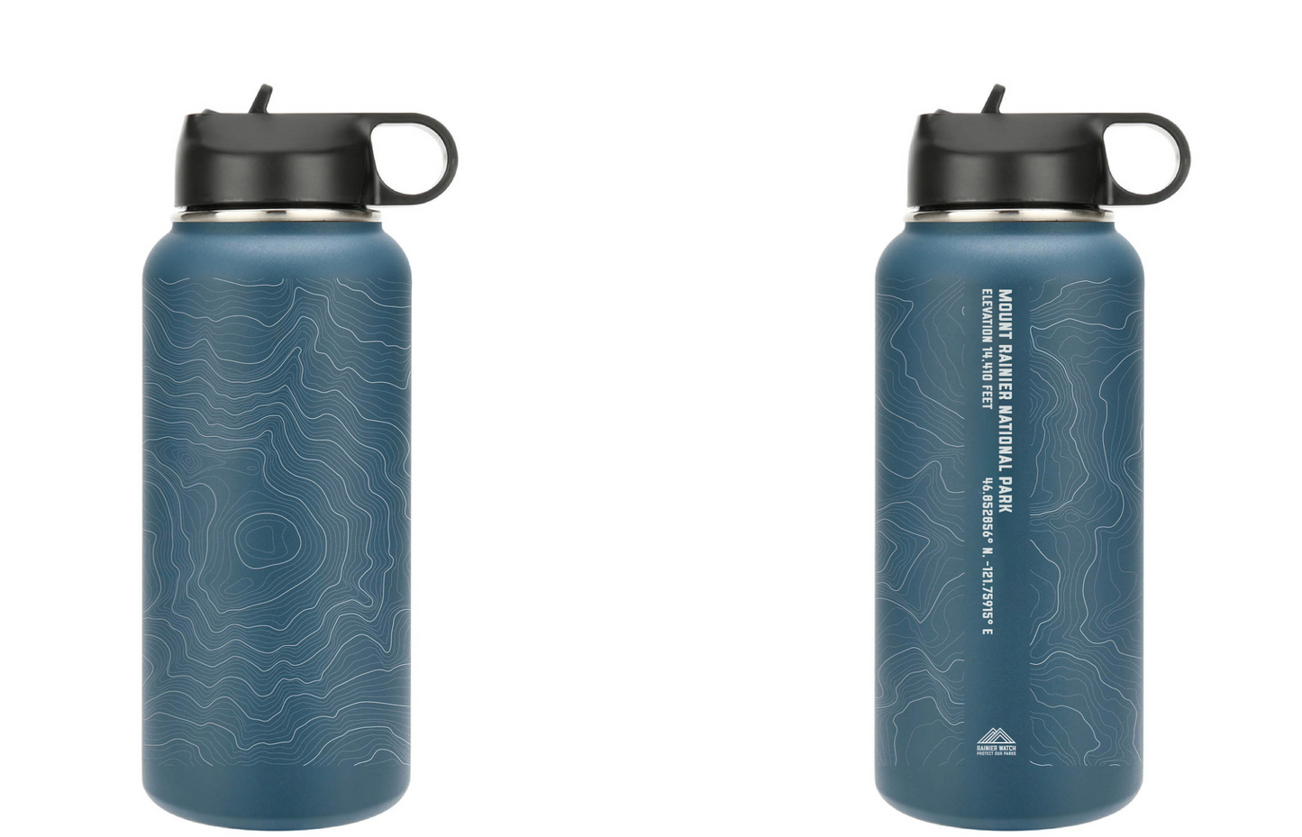 Mount Rainier National Park Topo Metal Water Bottle - 32oz