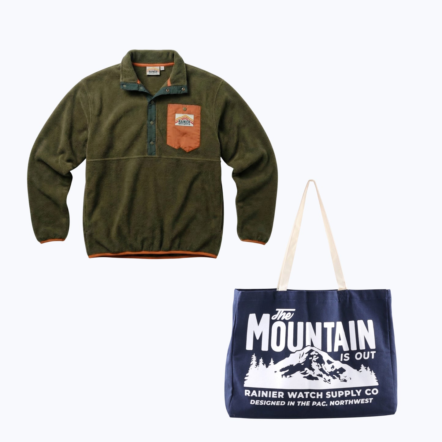 Turbo Pullover Forest Green Jacket + TMIO Navy Tote Bundle