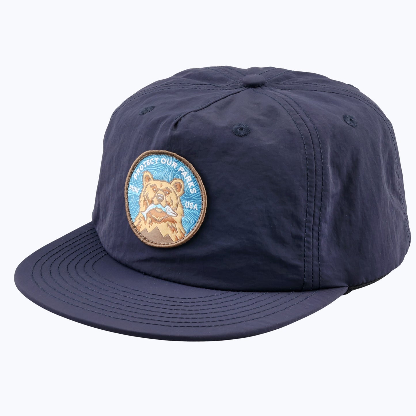 Protect Our Parks Bear Patch Nylon Snapback Cap - Navy