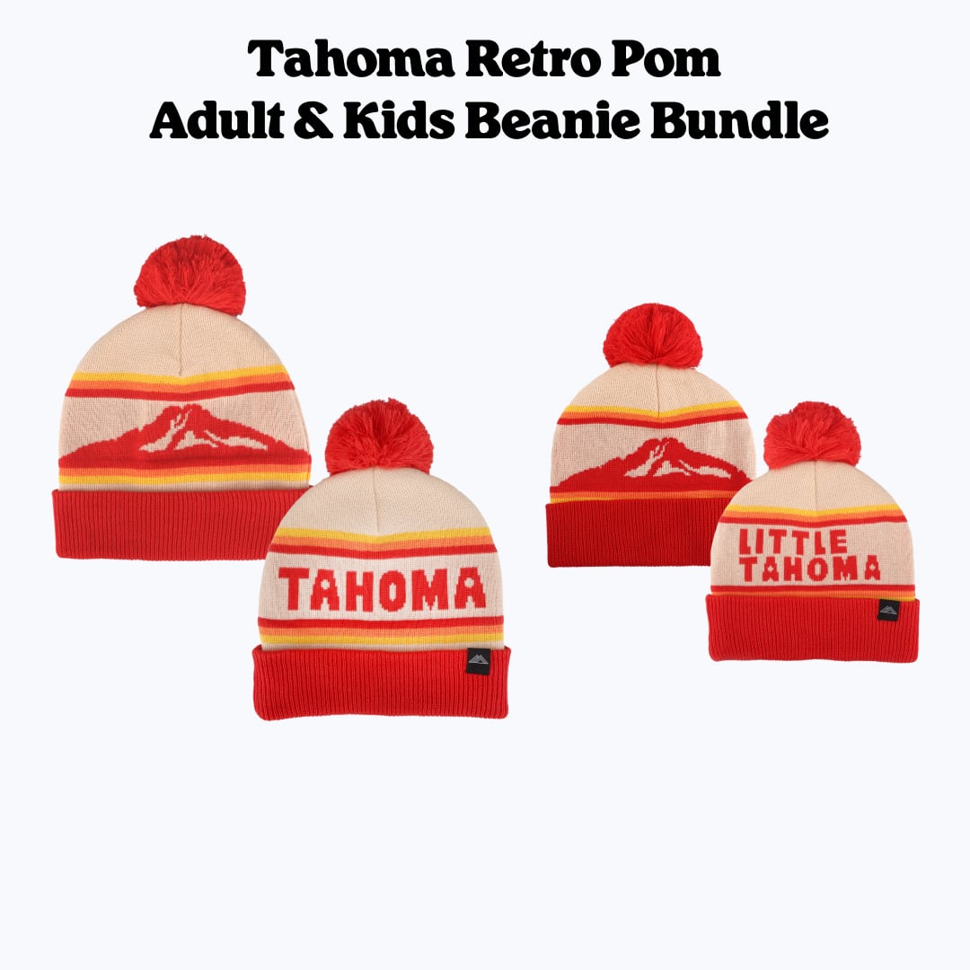 Tahoma Retro Pom Adult & Kids Beanie Bundle