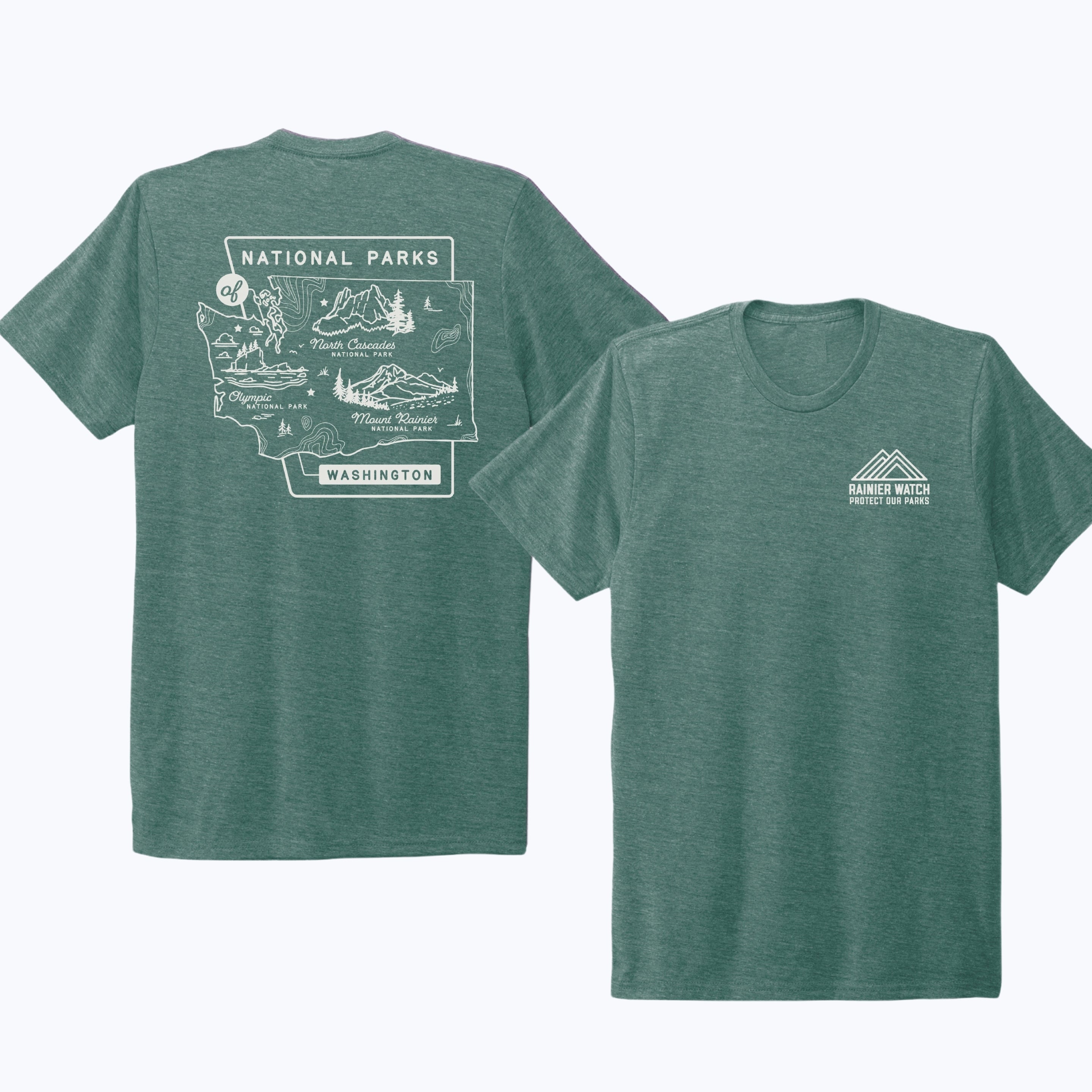 Washington National Parks Unisex Eco Tee Sea Green