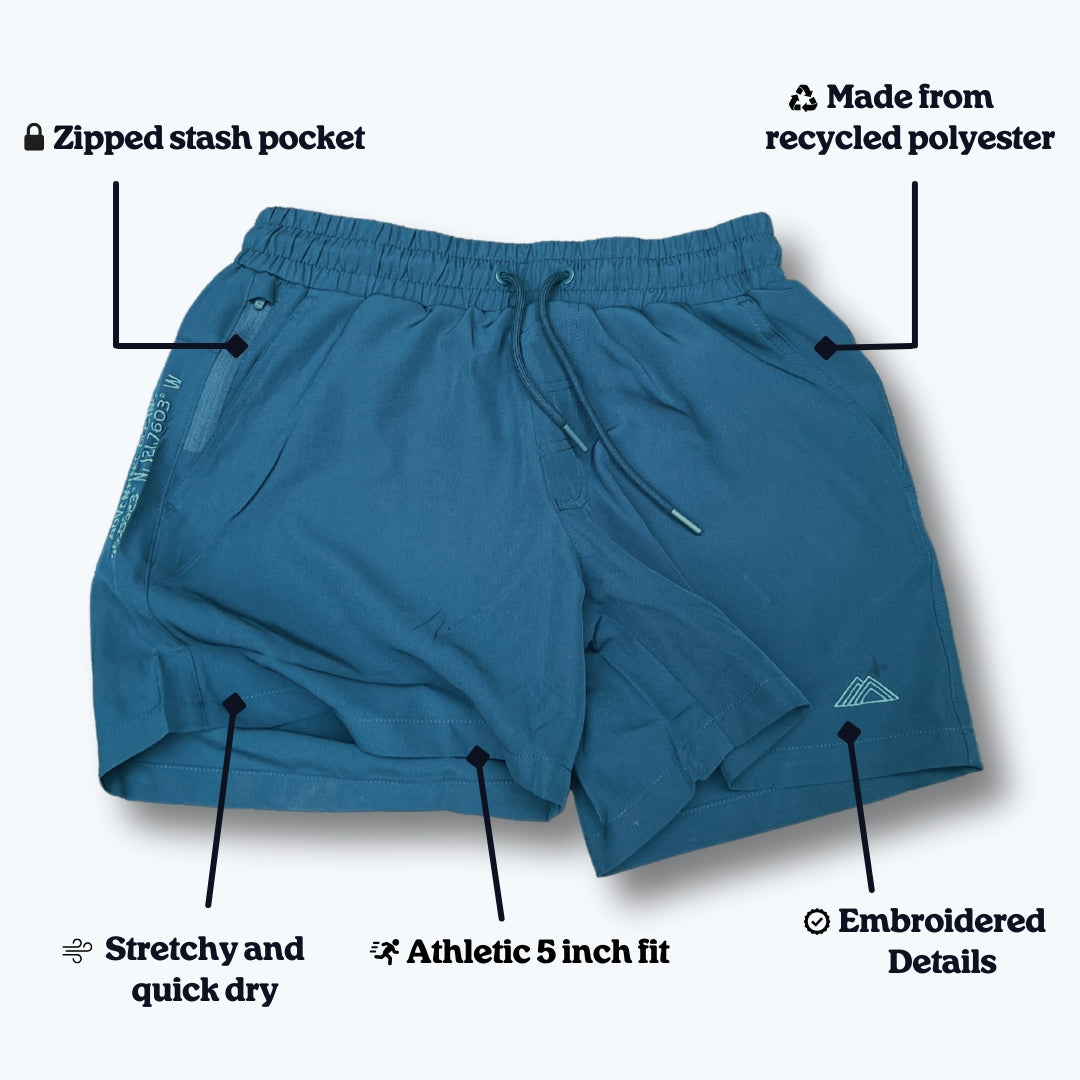 Athletic 5 Inch Recycled Shorts - Cascade Blue