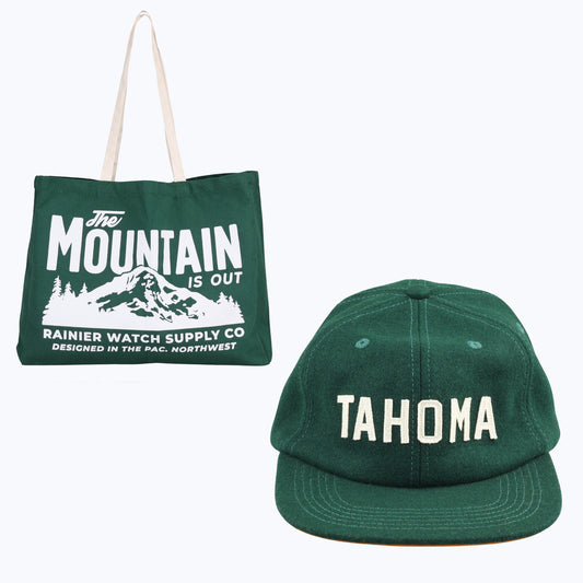 TMIO Forest Green Tote + Tahoma Wool Cap Bundle