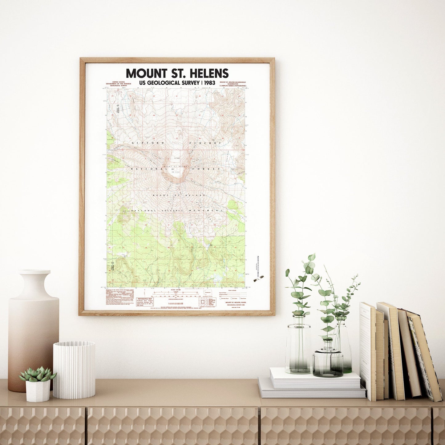 Mount St Helens Washington Poster | Vintage 1983 USGS Map