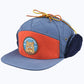 Protect Our Parks Bear 7 Panel Quilted Trapper Outdoor Cap - Navy/Orange