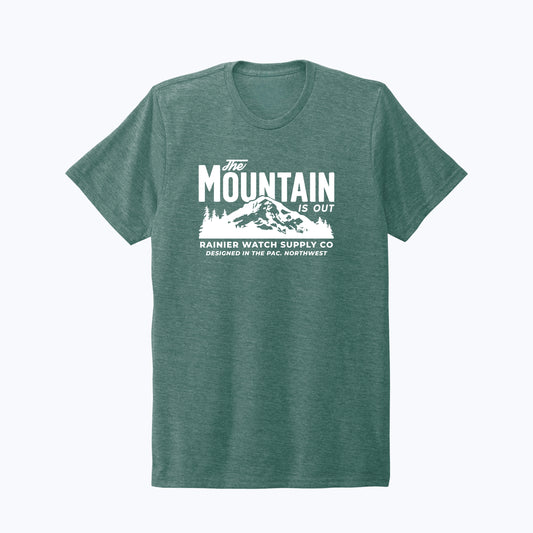 The Mountain Is Out Unisex Eco Tee - Front - Sea Green
