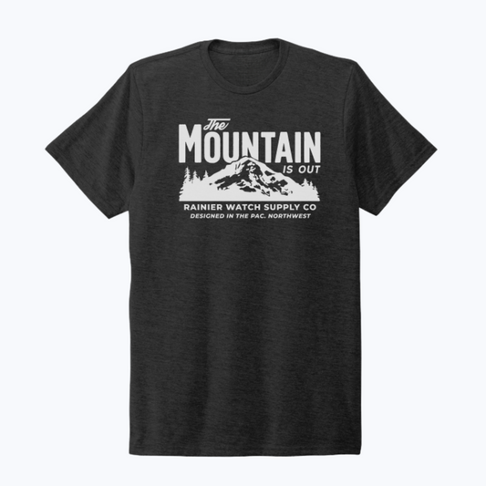 The Mountain Is Out Unisex Eco Tee - Front - Space Black