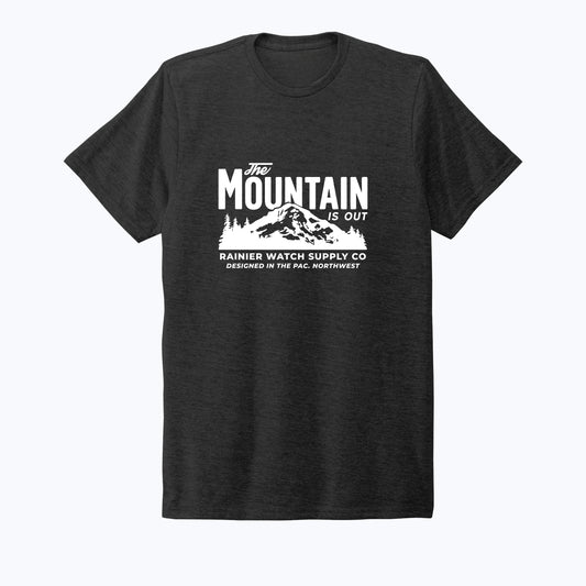 The Mountain Is Out Unisex Eco Tee - Front - Space Black