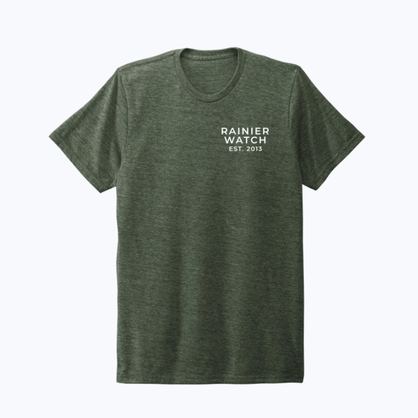 The Mountain Is Out Unisex Eco Tee - Double Sided Print - Heather Forest Green