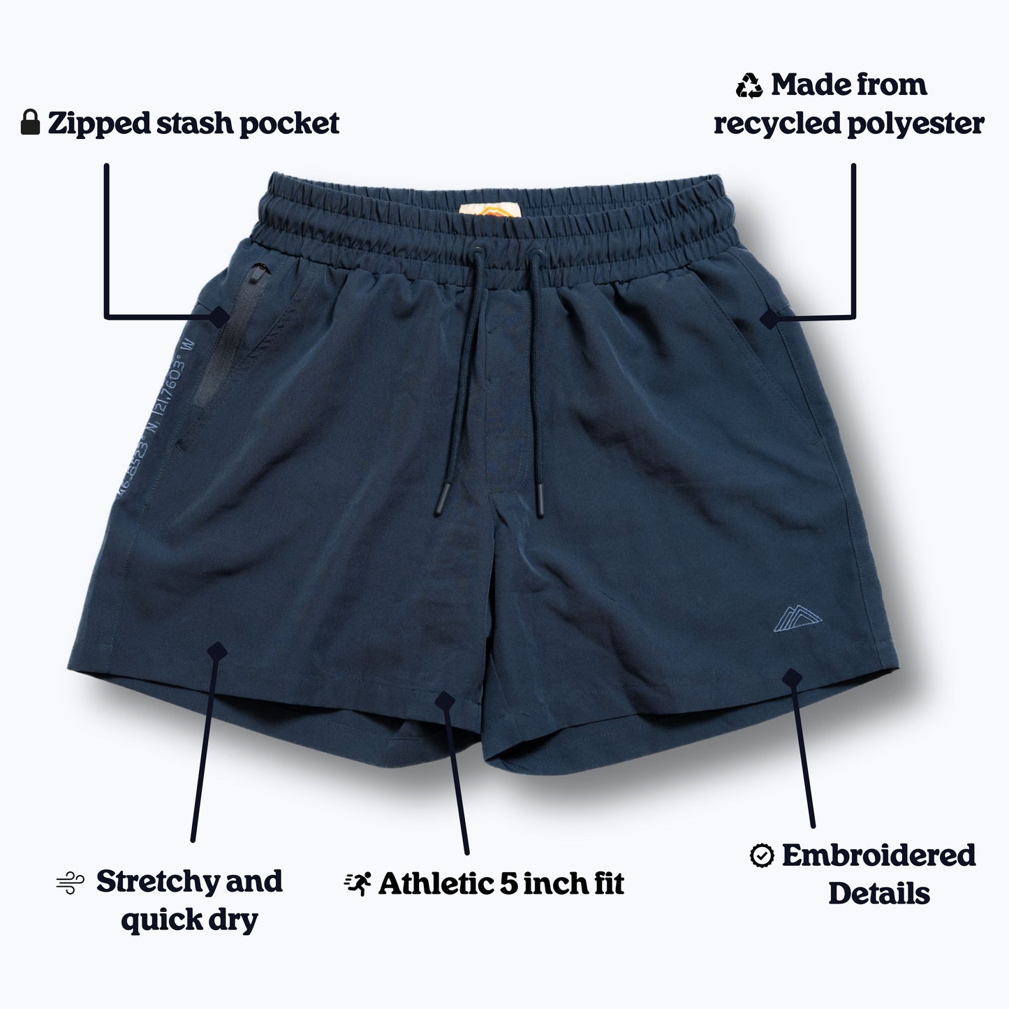 Athletic 5 Inch Recycled Shorts - Cascade Blue