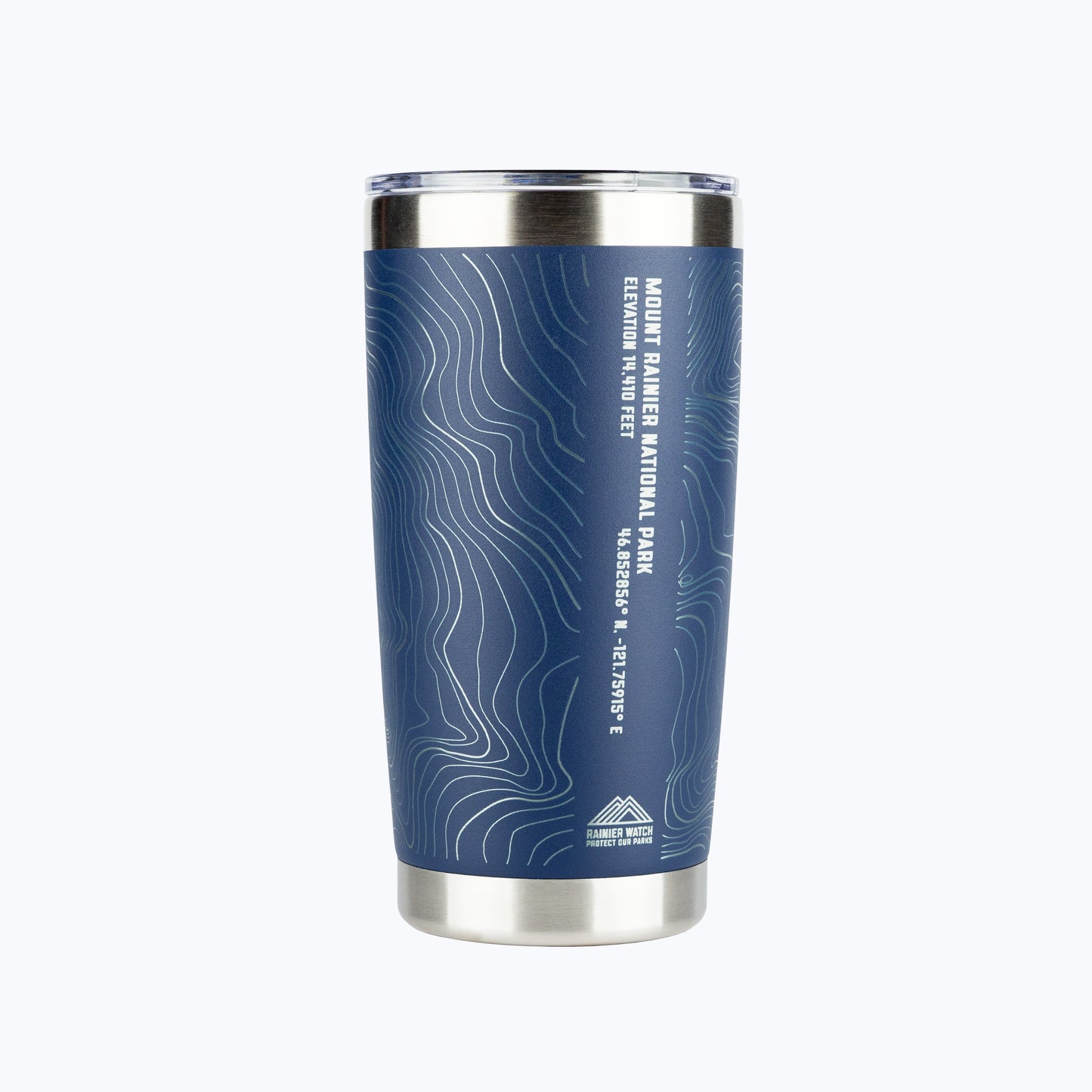 Mount Rainier National Park Topo Travel Coffee Tumbler (20oz) - Navy
