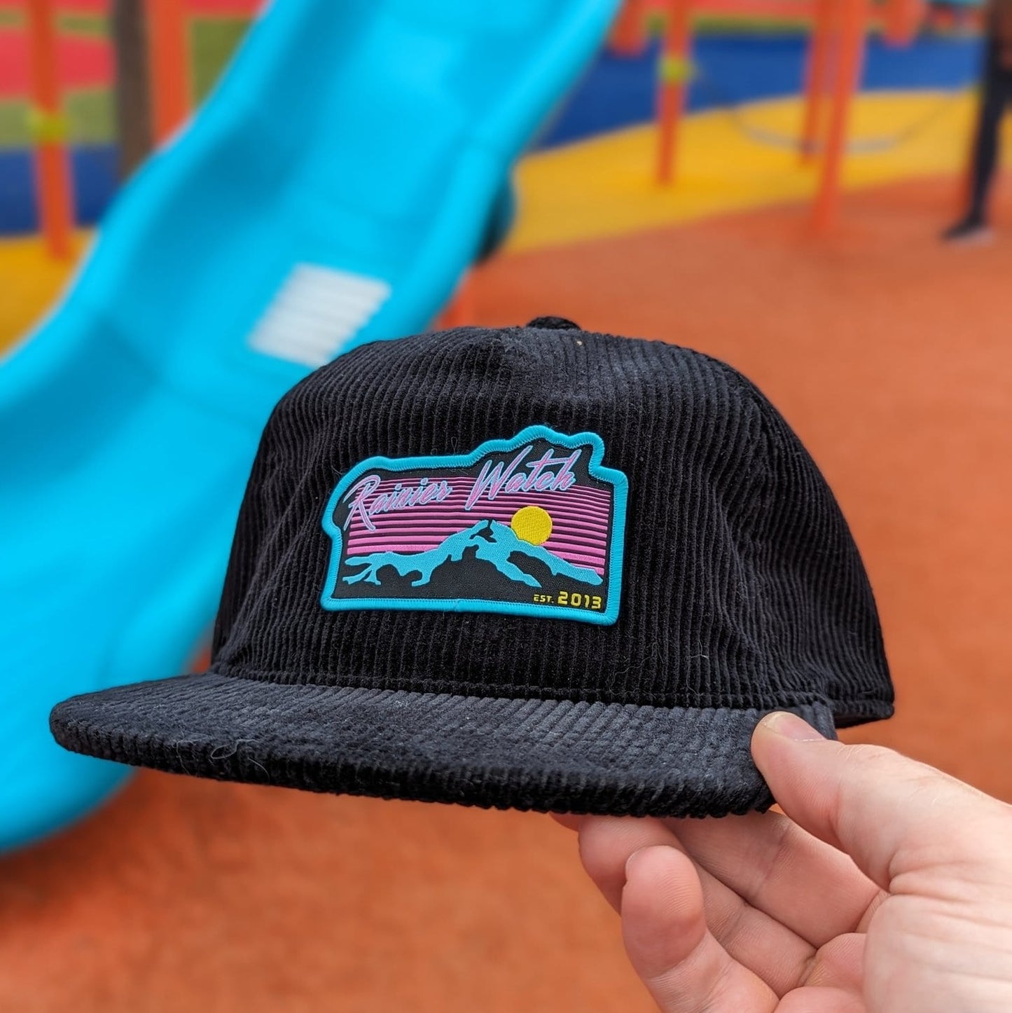 Neon Sunset Corduroy Cap - Black