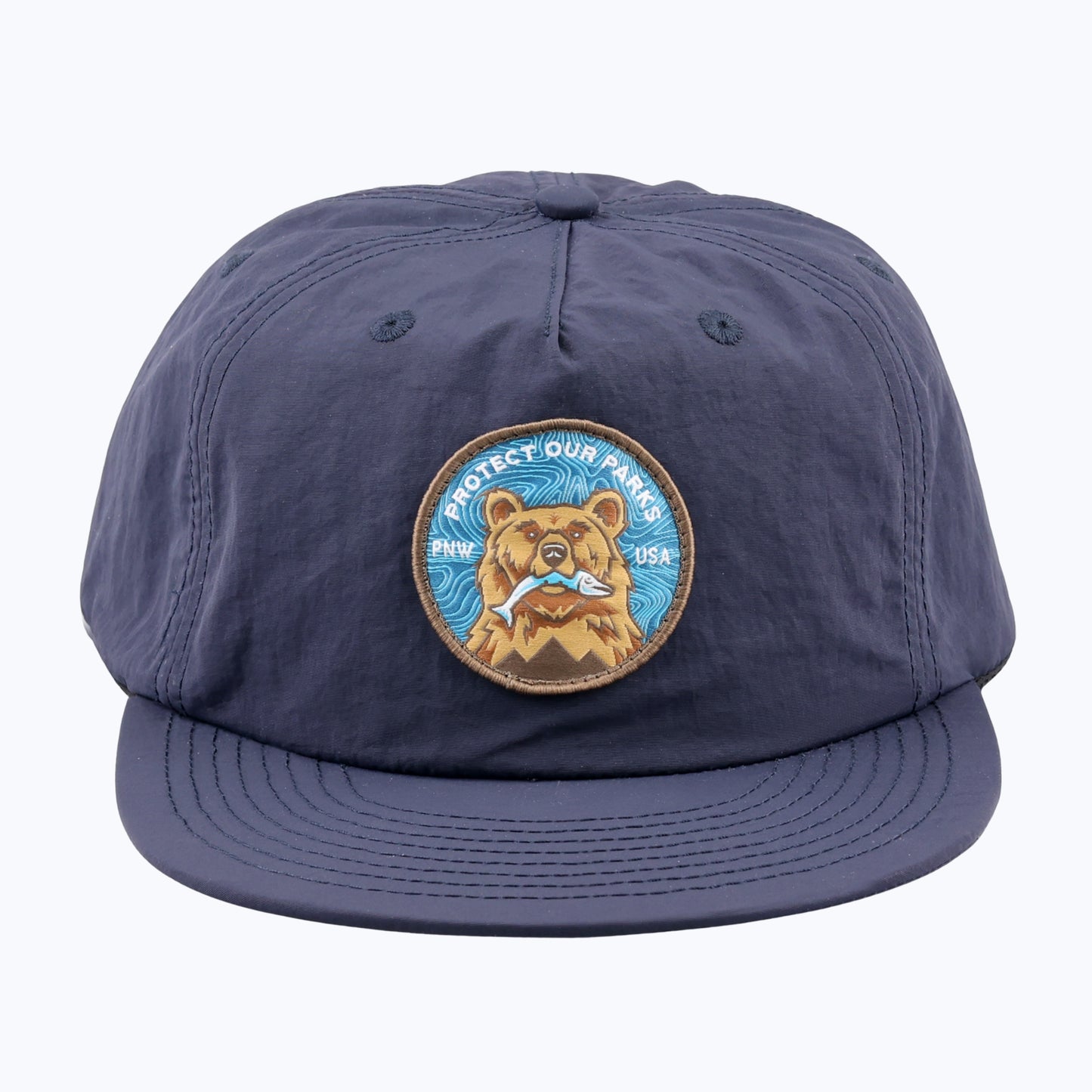 Protect Our Parks Bear Patch Nylon Snapback Cap - Navy