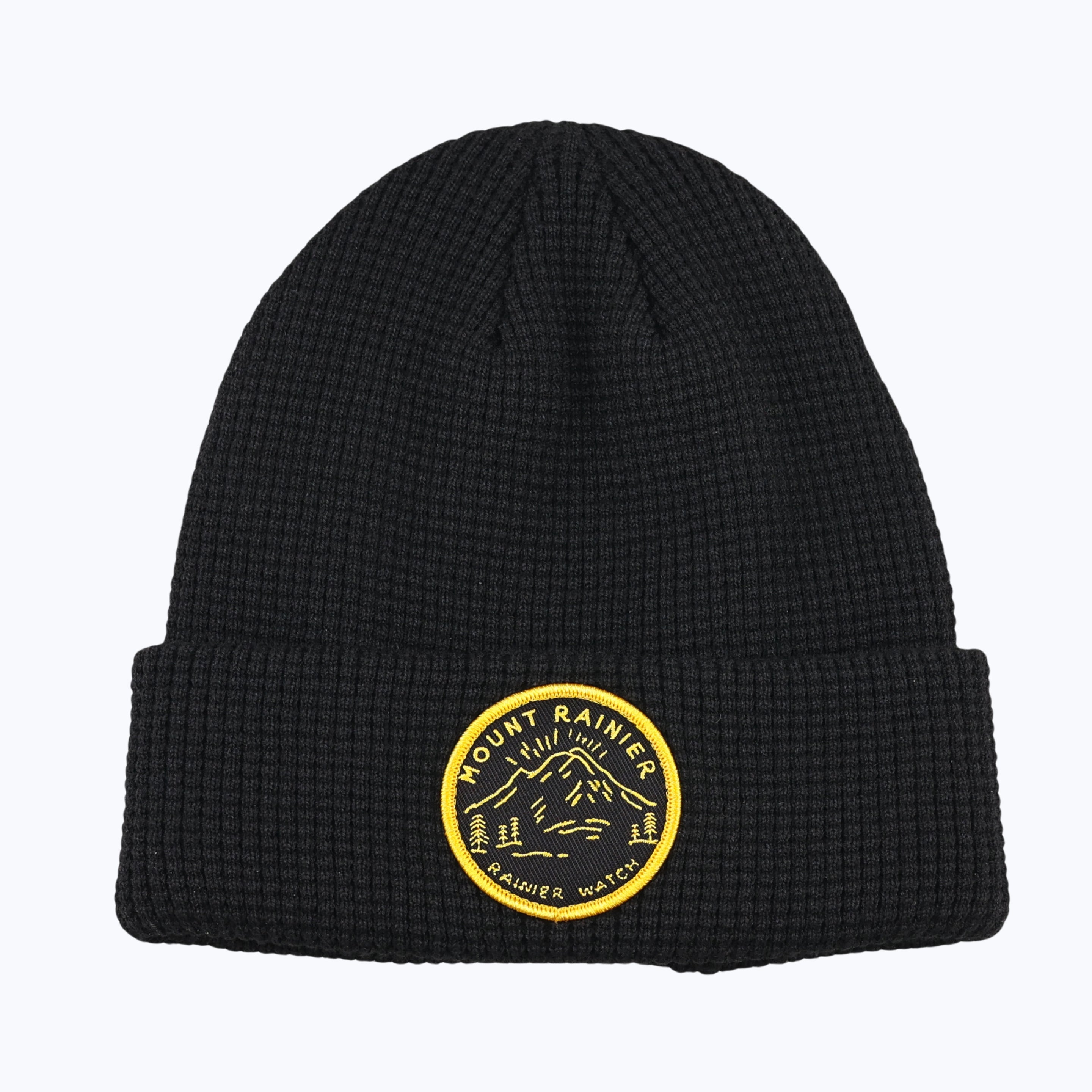 Ranger Patch Waffle Recycled Beanie - Black – Rainier Watch