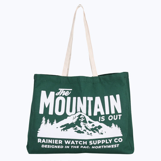 The Mountain Is Out Oversized Organic Tote Bag - Forest Green