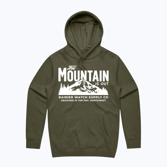 The Mountain Is Out Hoodie - Army Green
