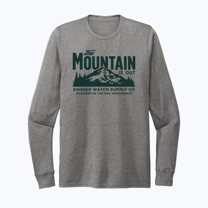 The Mountain Is Out Unisex Eco Tee - Long Sleeve - Heather Gray