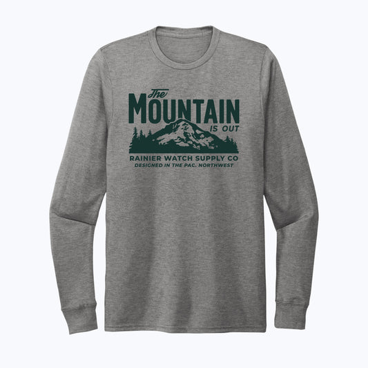 The Mountain Is Out Unisex Eco Tee - Long Sleeve - Heather Gray