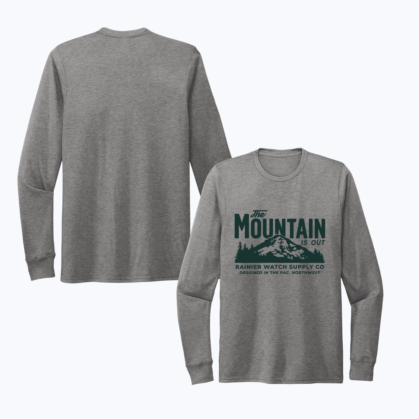 The Mountain Is Out Unisex Eco Tee - Long Sleeve - Heather Gray