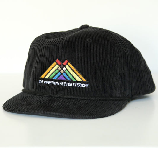 The Mountains Are For Everyone Corduroy Snapback Cap | Embroidered Cap