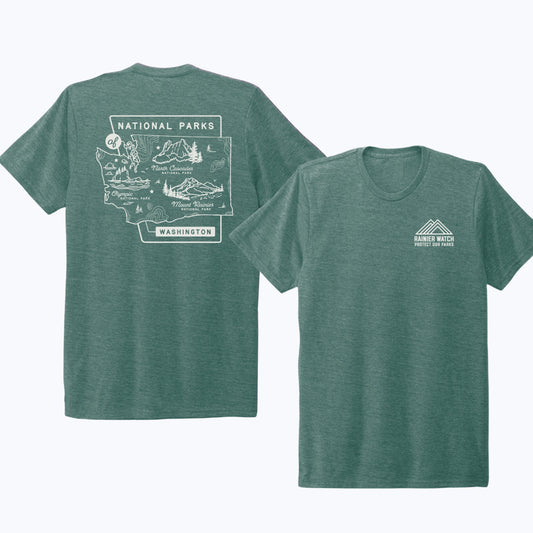 Washington National Parks Unisex Eco Tee - Sea Green