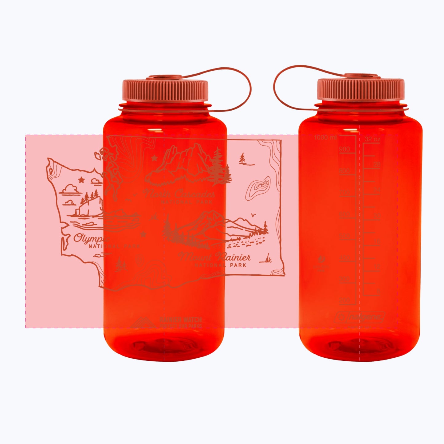 Washington National Parks - 32oz Water Bottle - All Orange