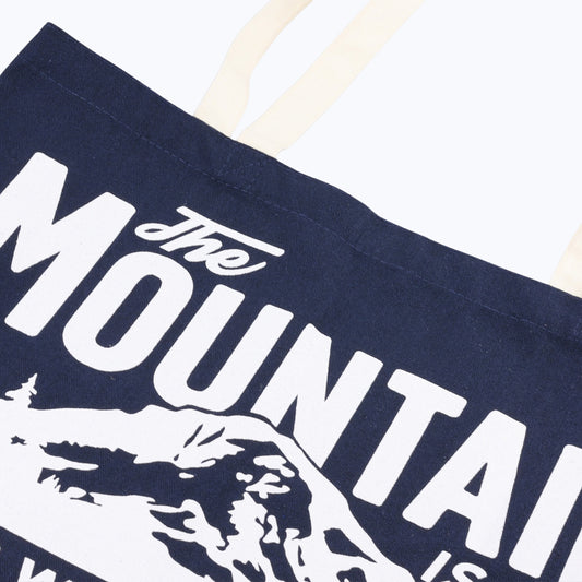 The Mountain Is Out Oversized Organic Tote Bag - Navy