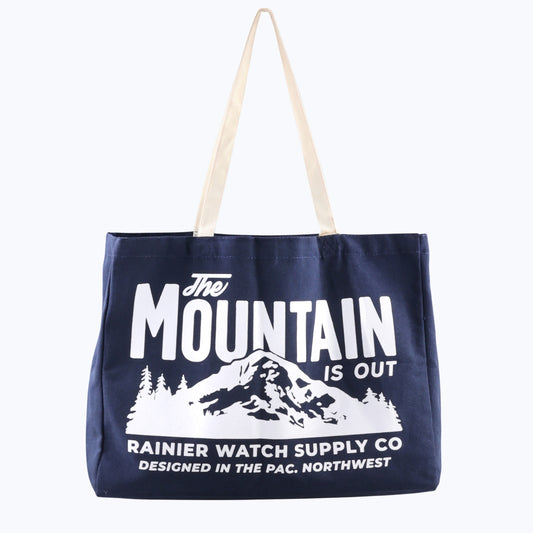 The Mountain Is Out Oversized Organic Tote Bag - Navy