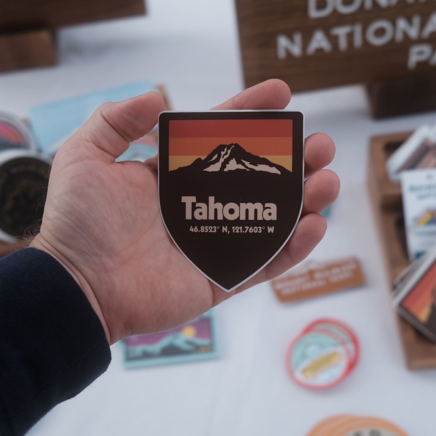 Mount Tahoma Coordinates Badge Sticker