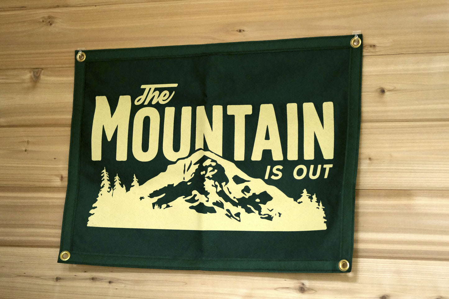 The Mountain Is Out Felt Camp Flag
